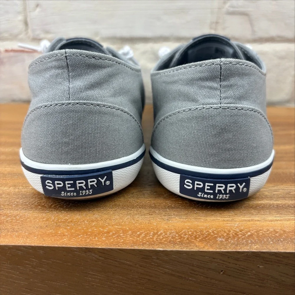 Sperry Lounge Away Women's 8.5 Gray Canvas Boat Shoe Sneakers Clean Girl Sneaker